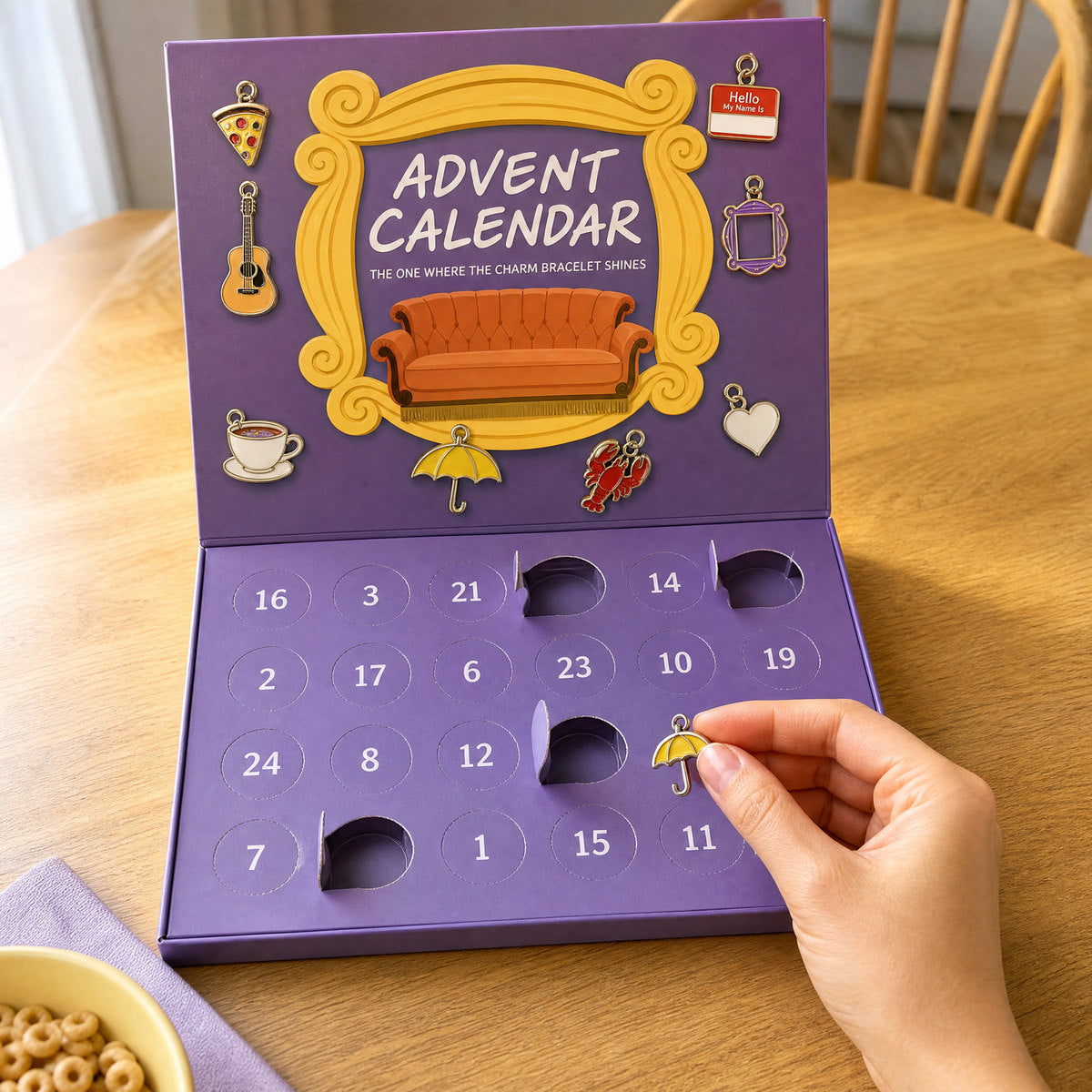 Opening today's door of the Friends charm advent calendar and lifting out the charm